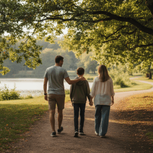 Εικόνα που δείχνει μια οικογένεια με το παιδί της για να δείξει πως ο Στέφανος Σταυρινός παρέχει συμβουλευτική γονέων στην Πετρούπολη